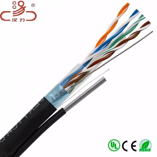 24AWG Conductor LAN Cable 8 Core Outdoor Drop Wire Cable