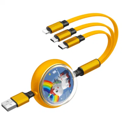 Выдвижной USB-кабель для быстрой зарядки 3 в 1 с индивидуальным рисунком